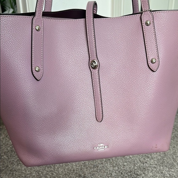 Coach Purple Structured Tote Bag with Spacious Design - Picture 6 of 6